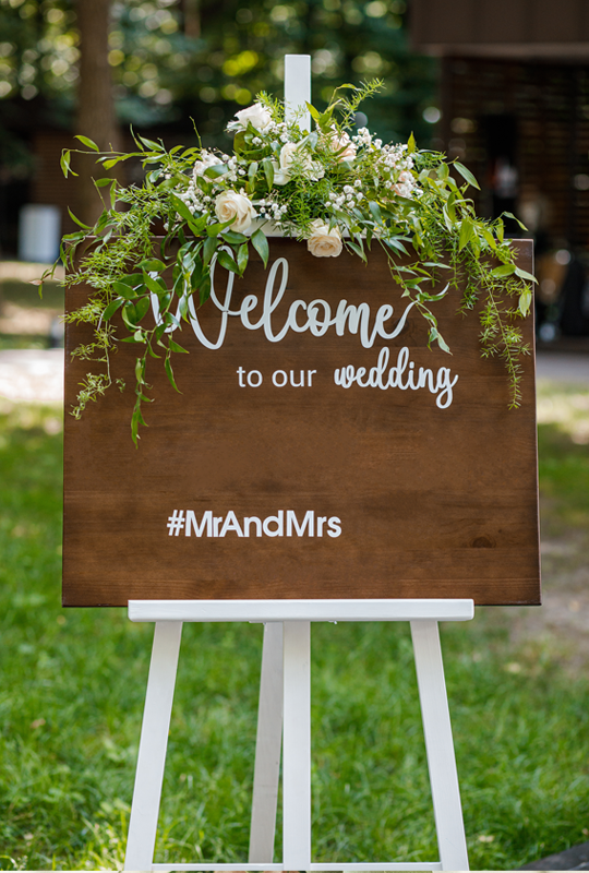Wedding Welcome Sign with Flowers