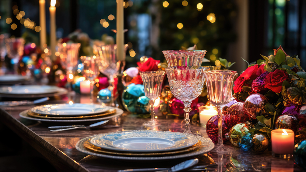 Beautiful Christmas Party Table Setting - Exceptional Holiday Event Catering in Nashville - CRAVE Catering